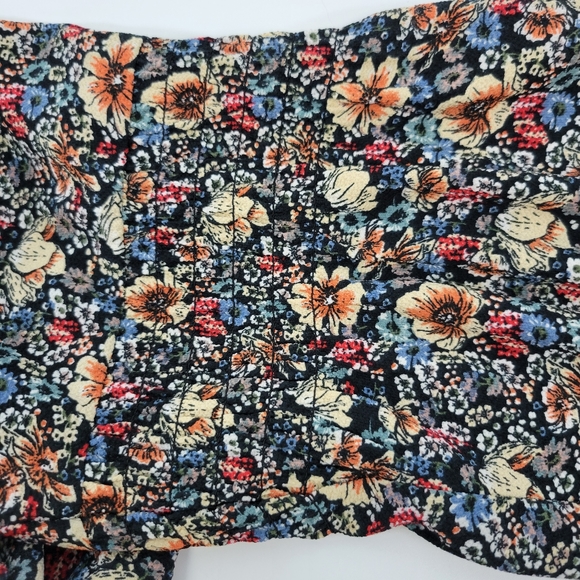 Knox Rose Womens Blouse Large Floral Peasant Long Sleeve Back Tassel Tie Neck - Picture 13 of 15